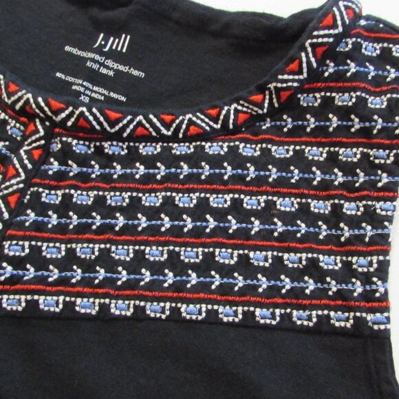 J Jill Embroidered Dipped Hem Knit Tank Cotton Blend XS - Picture 3 of 14